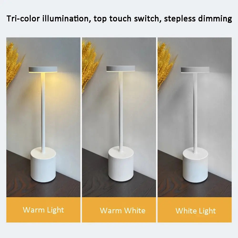 LED Table Lamp Hotel Wireless Rechargeable Desk Lamp Touch Switch Table Lamp Metal Retrolight for Bedroom Living Room Restaurant - Velvet Haven