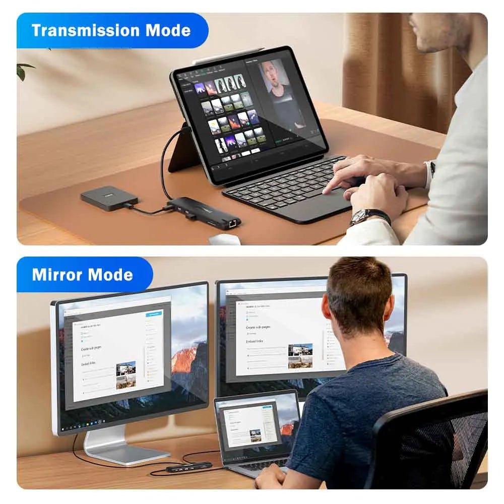 Lemorele 13-in-1 USB Hub with HDMI 4K30Hz VGA Triple Screen Output Type C 3.0 5Gbps TF/SD 2.0 PD100W Charger Multiport Adapter for Laptop MacBook - Velvet Haven