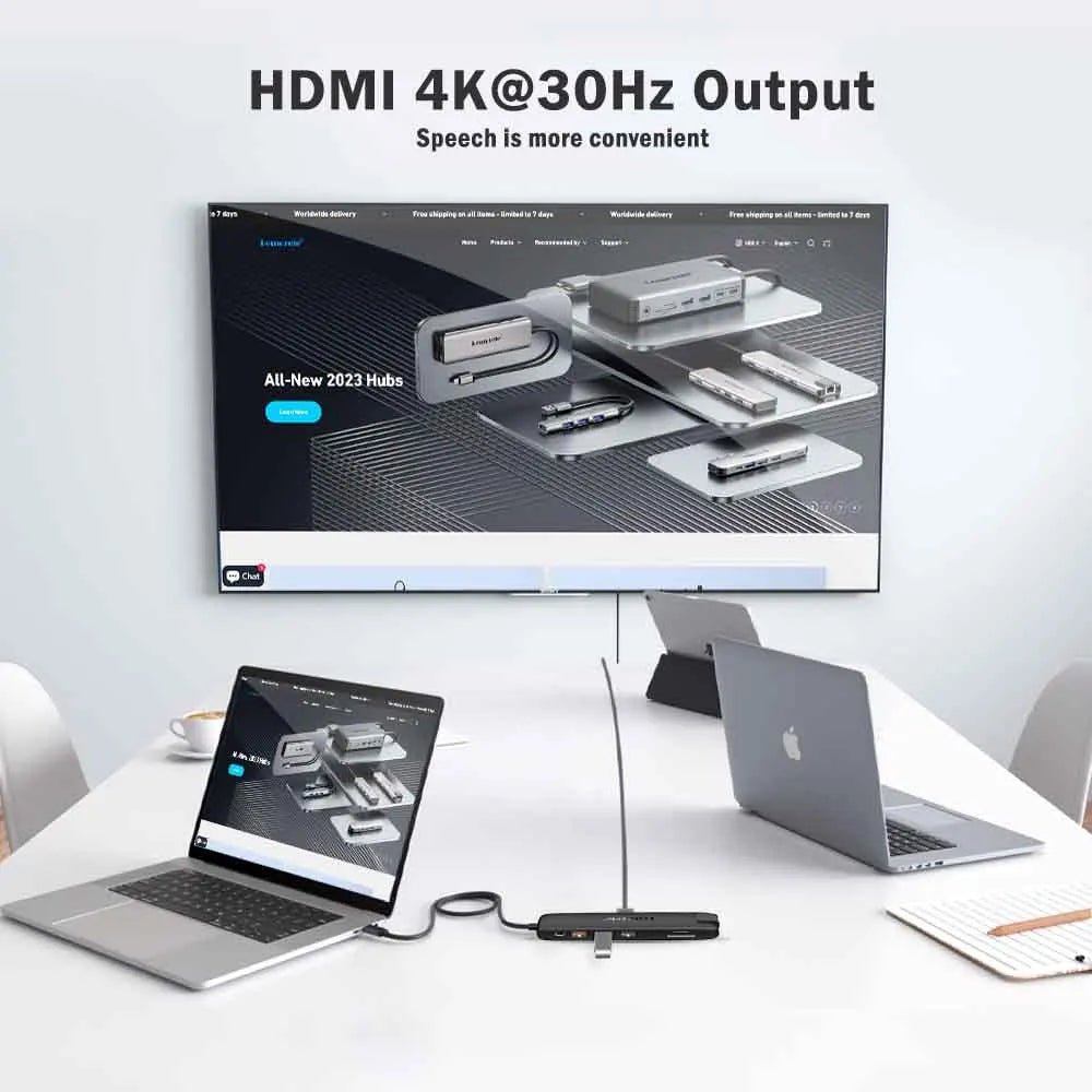 Lemorele 13-in-1 USB Hub with HDMI 4K30Hz VGA Triple Screen Output Type C 3.0 5Gbps TF/SD 2.0 PD100W Charger Multiport Adapter for Laptop MacBook - Velvet Haven