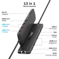 Lemorele 13-in-1 USB Hub with HDMI 4K30Hz VGA Triple Screen Output Type C 3.0 5Gbps TF/SD 2.0 PD100W Charger Multiport Adapter for Laptop MacBook - Velvet Haven