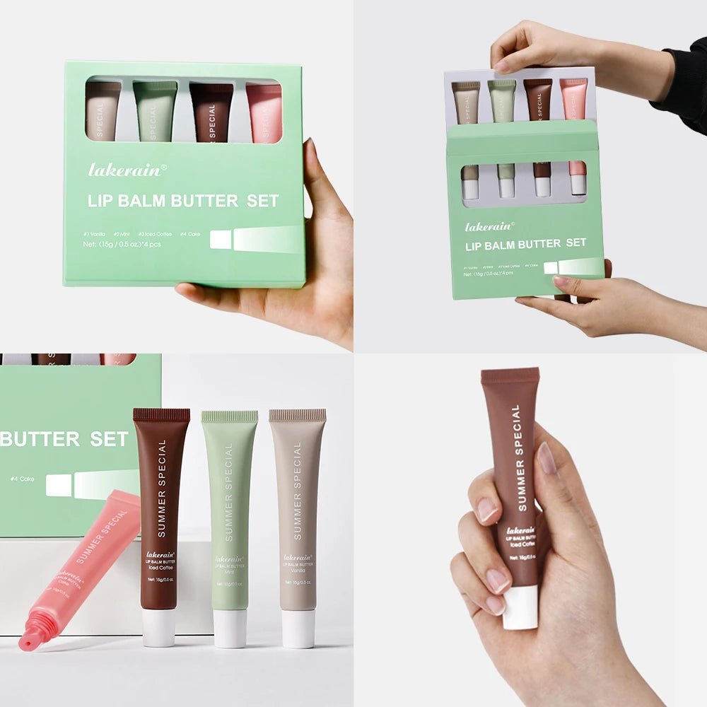 Lip Balm Set Lip Gross 4 Pack 1Kit Deep Moisturizing Lip Glaze Smoothing Color Lips Oil Long Lasting Nourishing Lips Care - Velvet Haven