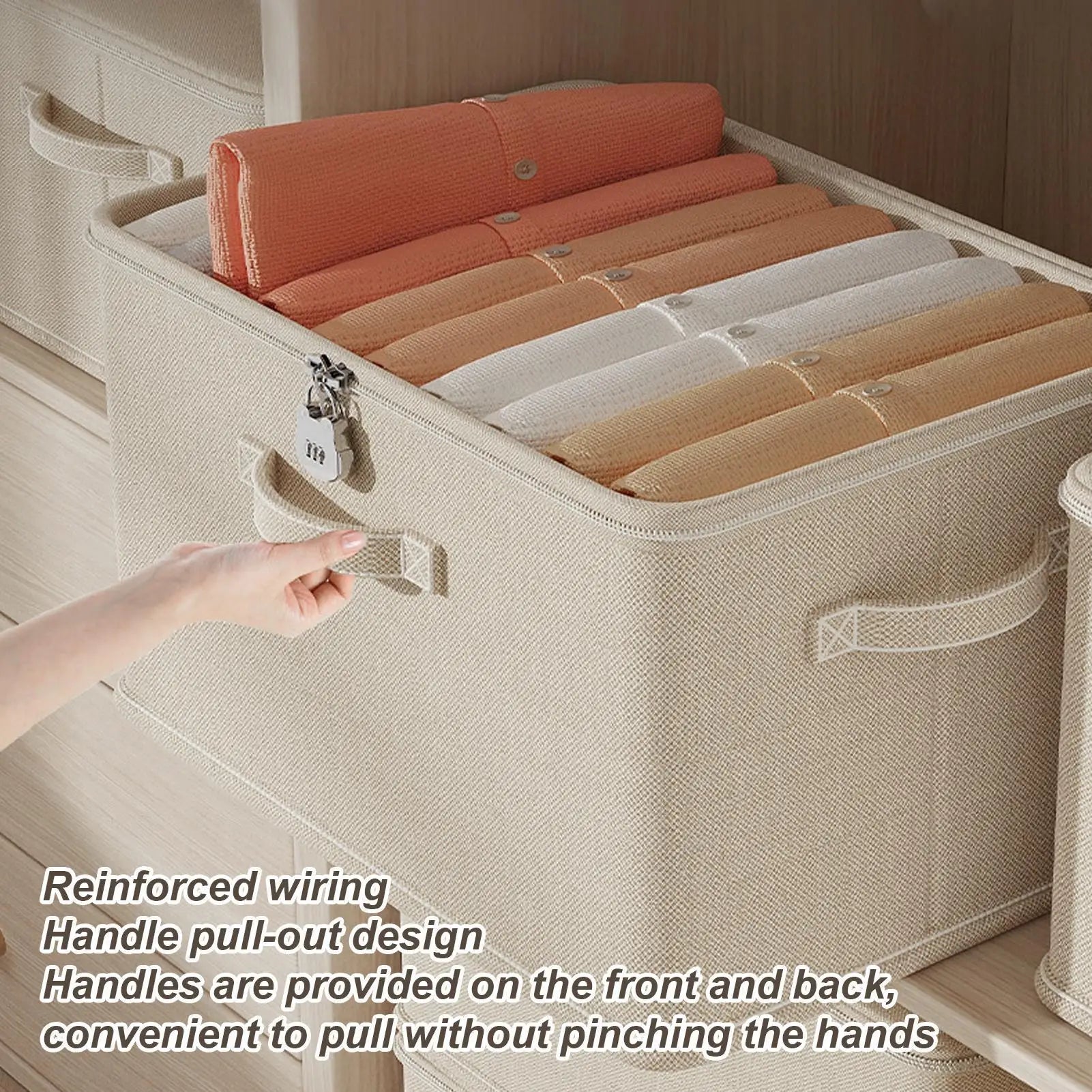 Lockable Storage Box Jeans Clothes Organizer Pants Sweater Storage Cabinets Drawers Organizer Washable Shelf Baskets for Blanket - Velvet Haven