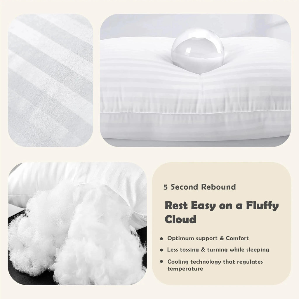 LUX Décor Hotel Stripe Down Alternative Bed Pillows (Set of 2) - Velvet Haven