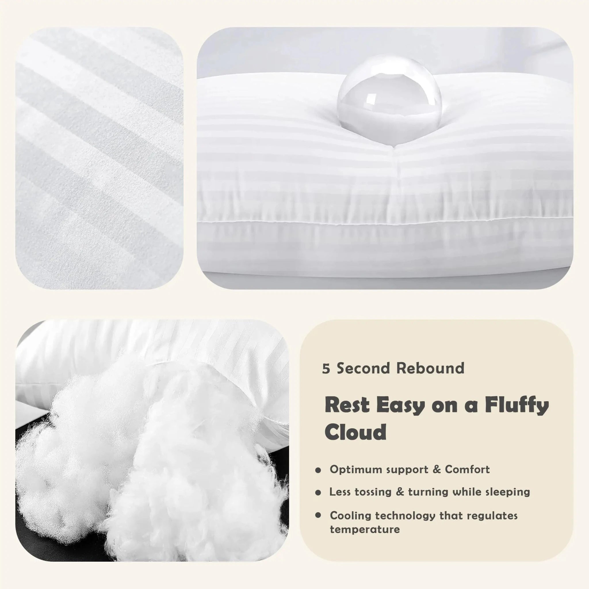 LUX Décor Hotel Stripe Down Alternative Bed Pillows (Set of 2) - Velvet Haven
