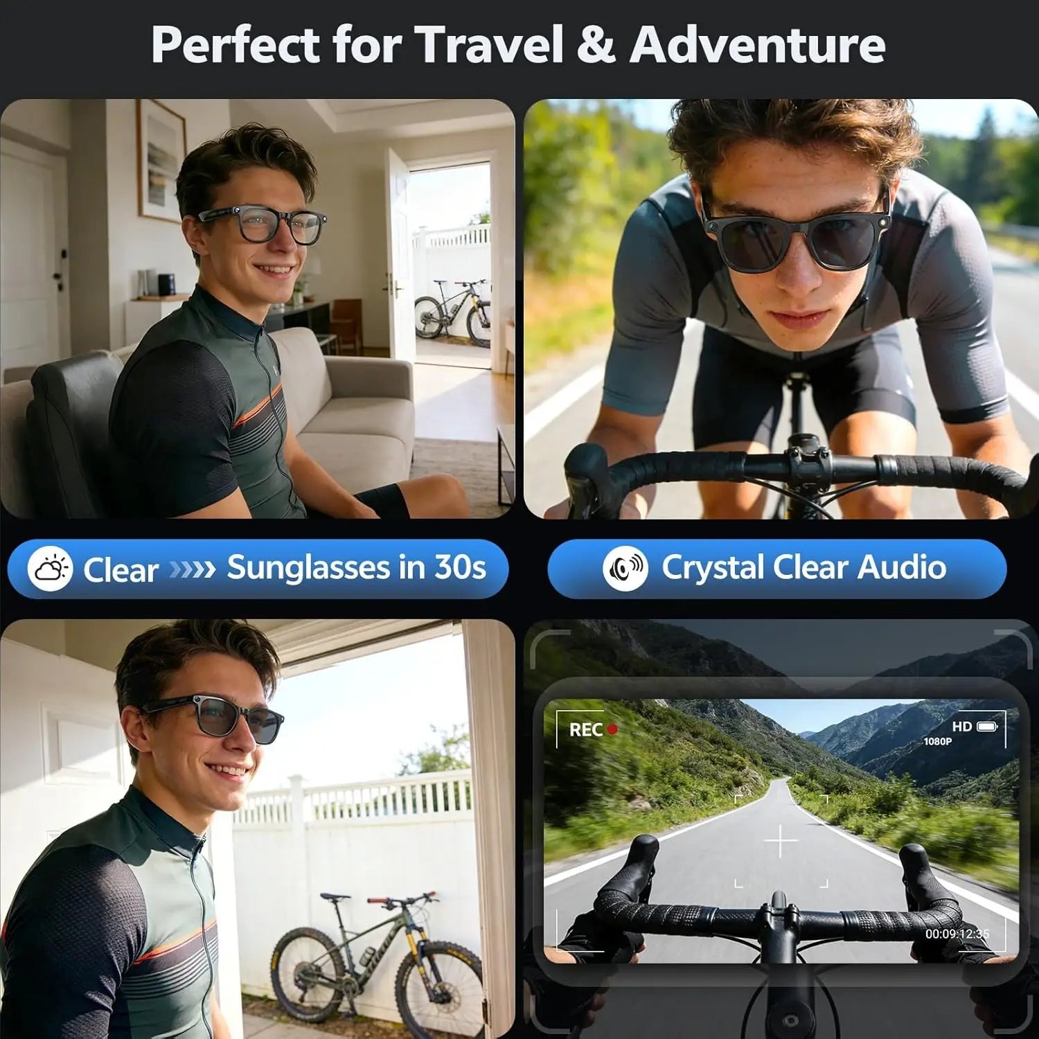 M02S Smart Glasses with 8MP Camera, Bluetooth 5.3 & AI Language Support - Velvet Haven