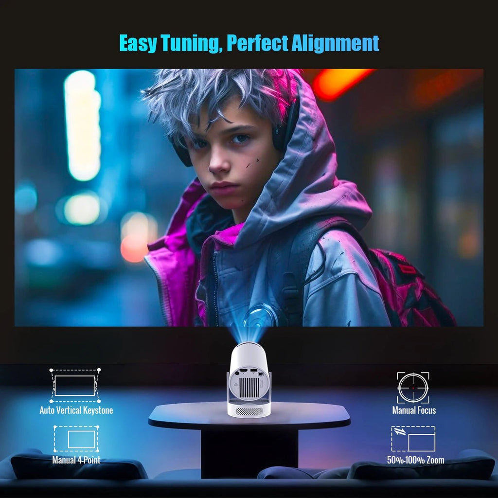 Magcubic HY300 Pro+ 720P Portable Smart Projector with Android 14, WiFi 6 & Bluetooth 5.4 - Velvet Haven