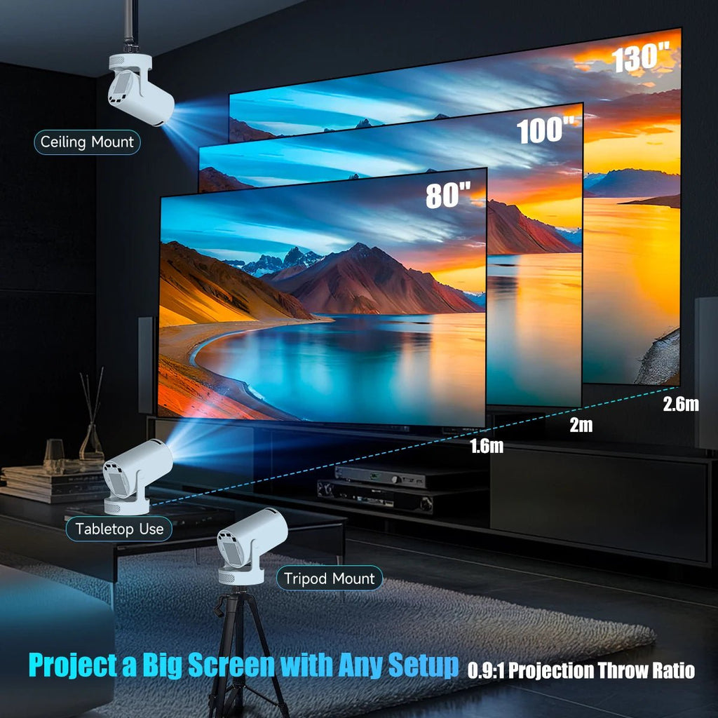 Magcubic HY300 Pro+ 720P Portable Smart Projector with Android 14, WiFi 6 & Bluetooth 5.4 - Velvet Haven