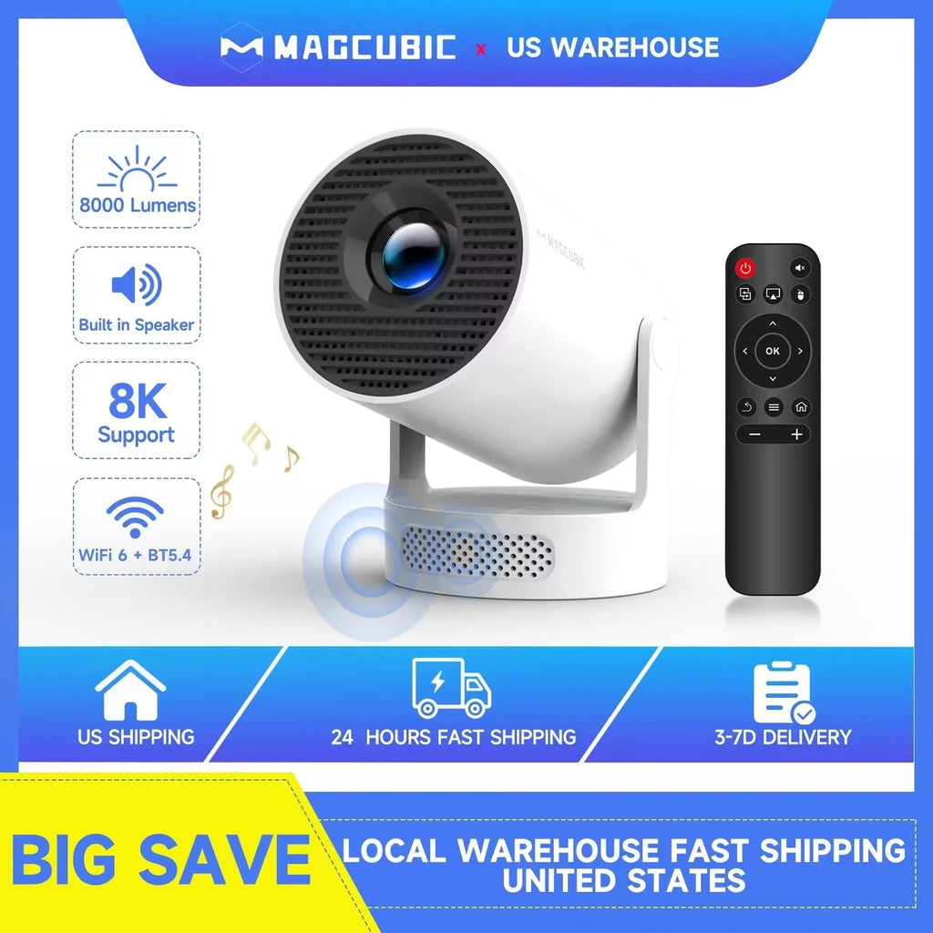 Magcubic HY300 Pro+ 720P Portable Smart Projector with Android 14, WiFi 6 & Bluetooth 5.4 - Velvet Haven