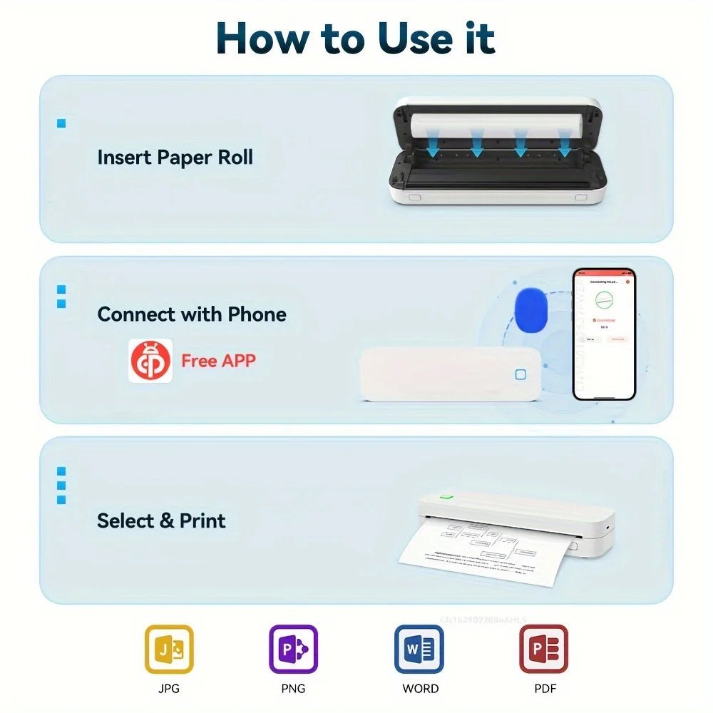 Marklife A4 Thermal Printer Bluetooth Photo Document Printer Memo Note Tattoo Printing Wireless Inkless Thermal Printer - Velvet Haven