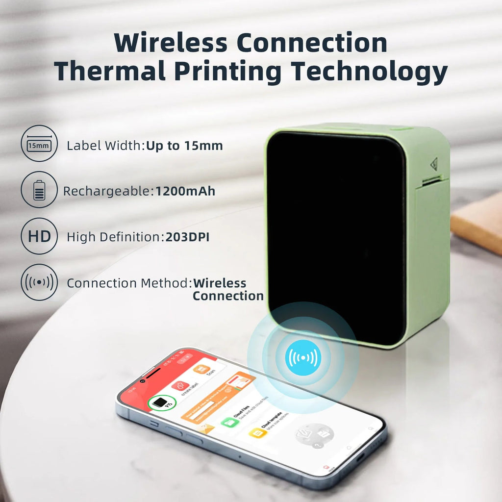 MarkLife P15 Mini Portable Thermal Printer Wireless Bluetooth-compatible Label Tag for Home Office Labeling Sticker Machine - Velvet Haven