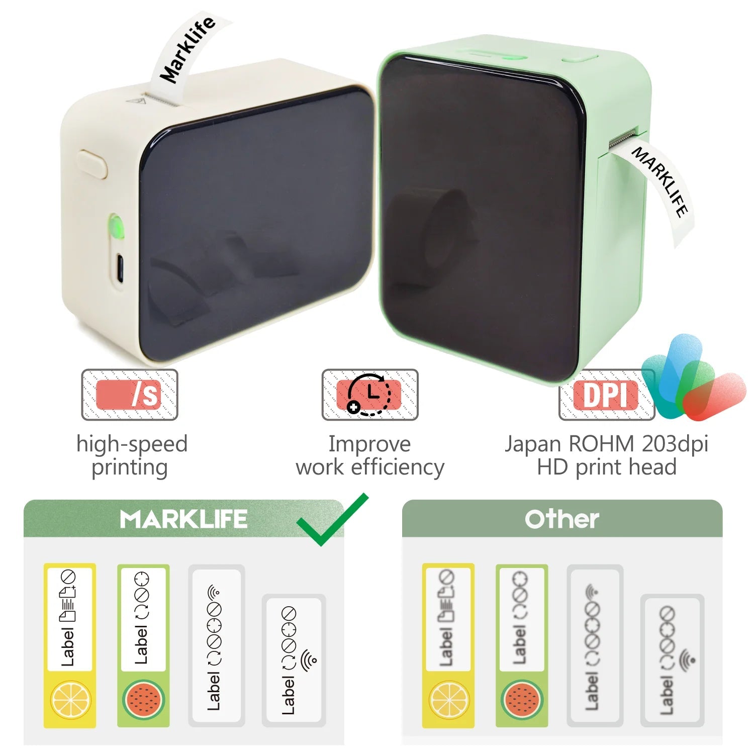 MarkLife P15 Mini Portable Thermal Printer Wireless Bluetooth-compatible Label Tag for Home Office Labeling Sticker Machine - Velvet Haven