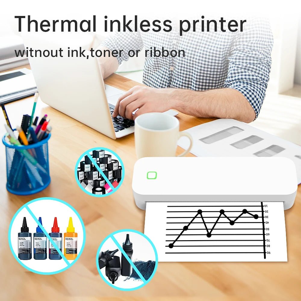Marklife Thermal Inkless Printer A4&Tattoo Maker Mini Portable Bluetooth Wireless Used For School Office Small Business Machine - Velvet Haven
