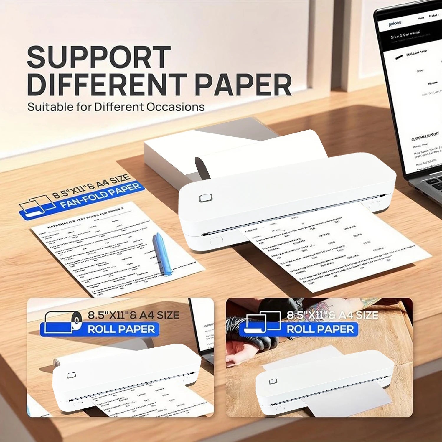 Marklife Thermal Inkless Printer A4&Tattoo Maker Mini Portable Bluetooth Wireless Used For School Office Small Business Machine - Velvet Haven