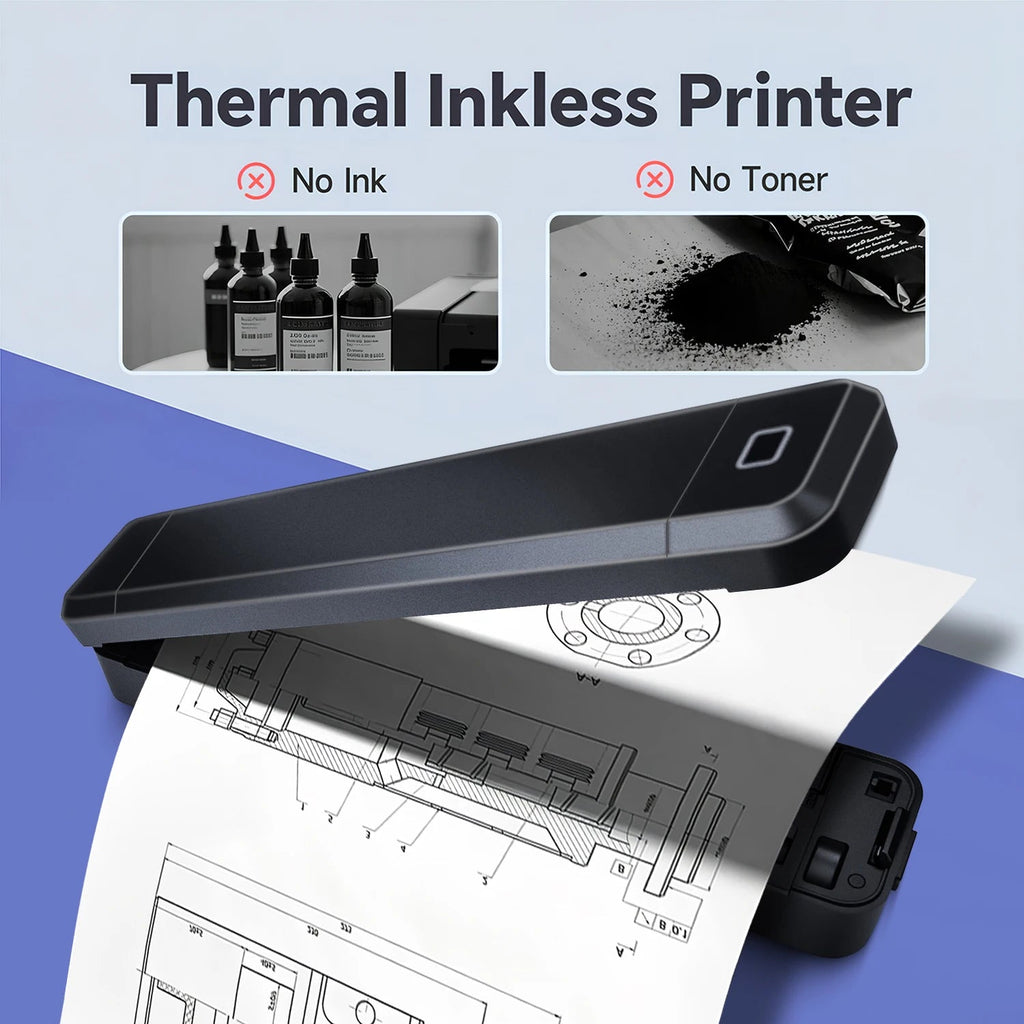 Marklife X8 Mini A4 Thermal Printer Bluetooth Photos PDF Document Printing Inkless Machine For Office Work Home School Travel - Velvet Haven