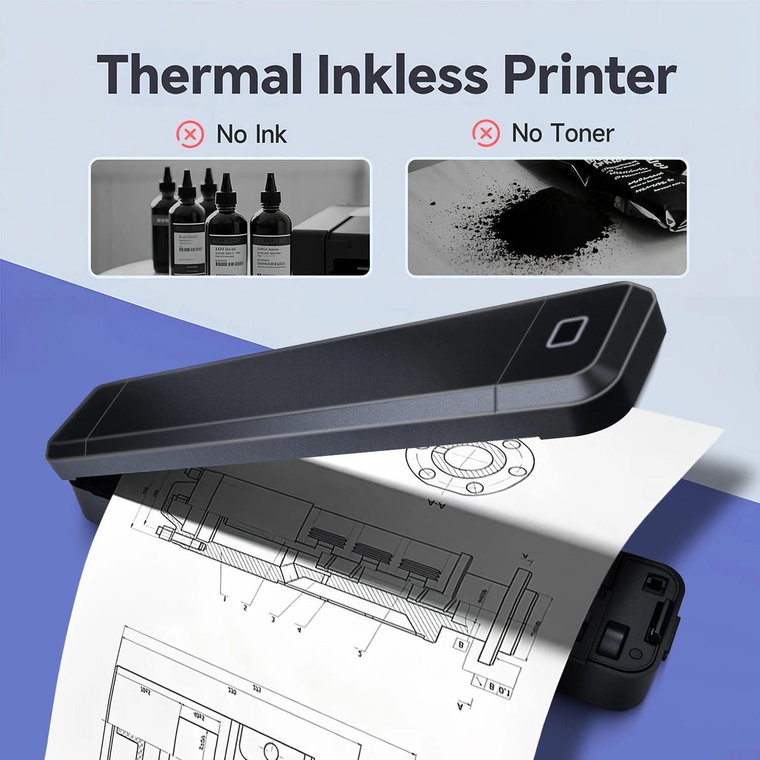 Marklife X8 Mini A4 Thermal Printer Bluetooth Photos PDF Document Printing Inkless Machine For Office Work Home School Travel - Velvet Haven