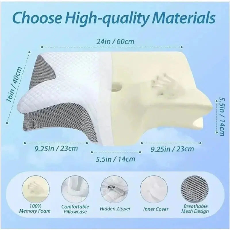 Memory Foam Cervical Pillow Ergonomic Orthopedic Support Neck Pain Relief Pillow for Side Back Stomach Sleepers - Velvet Haven