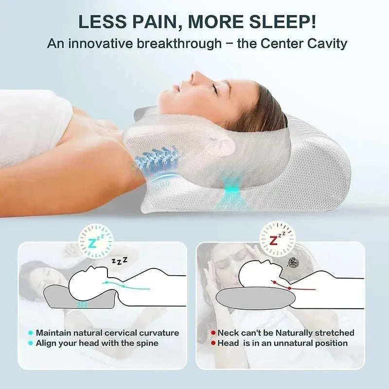 Memory Foam Cervical Pillow Ergonomic Orthopedic Support Neck Pain Relief Pillow for Side Back Stomach Sleepers - Velvet Haven