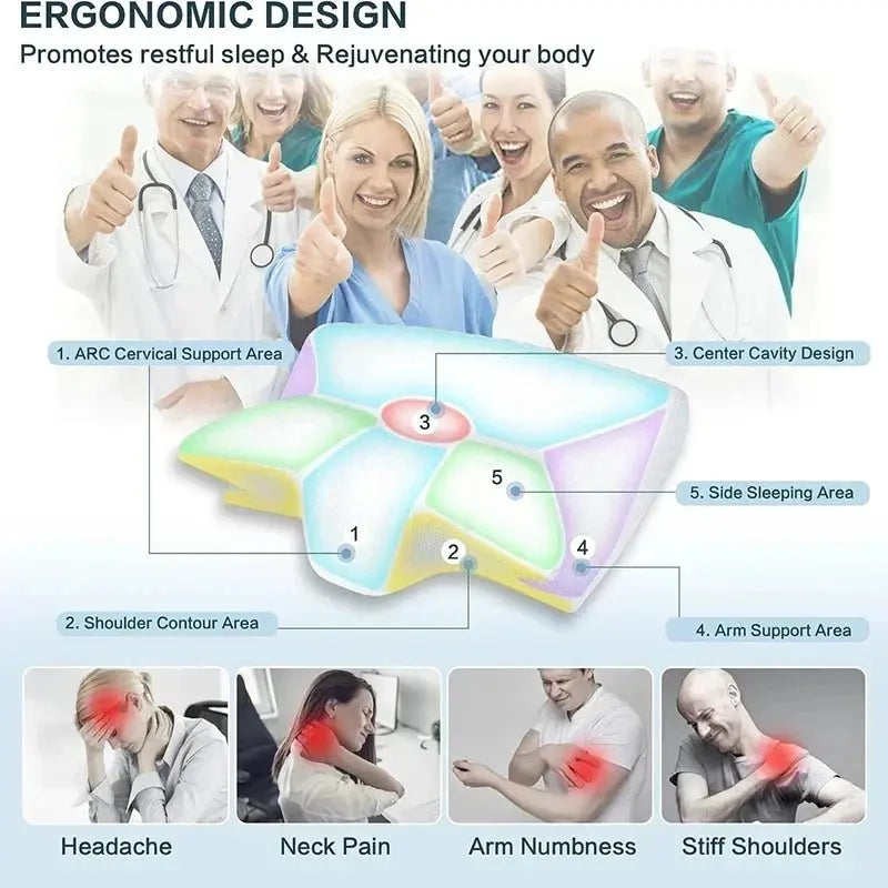 Memory Foam Cervical Pillow Ergonomic Orthopedic Support Neck Pain Relief Pillow for Side Back Stomach Sleepers - Velvet Haven
