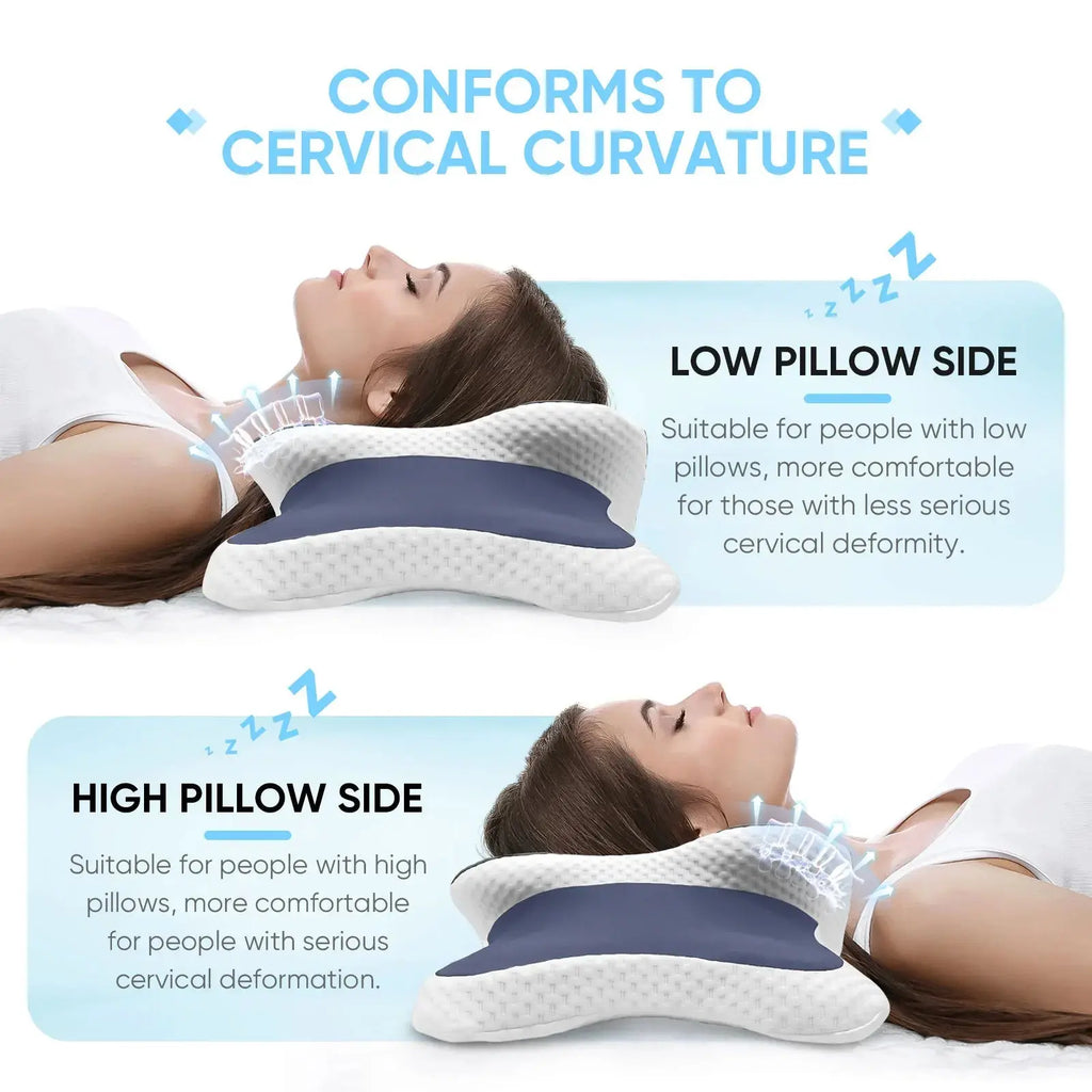 Memory Foam Pillow Cervical Pillow Neck Pain Relief Contour Ergonomic Orthopedic Neck Support for Side Back Stomach Sleeper Gift - Velvet Haven