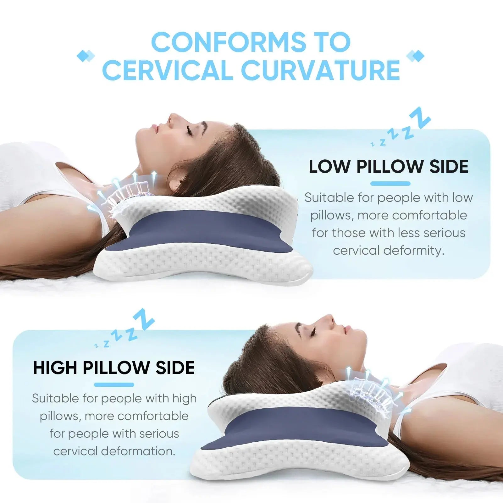 Memory Foam Pillow Cervical Pillow Neck Pain Relief Contour Ergonomic Orthopedic Neck Support for Side Back Stomach Sleeper Gift - Velvet Haven