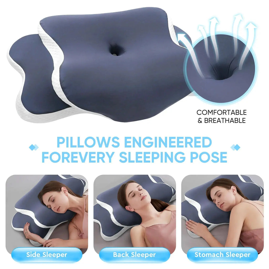 Memory Foam Pillow Cervical Pillow Neck Pain Relief Contour Ergonomic Orthopedic Neck Support for Side Back Stomach Sleeper Gift - Velvet Haven