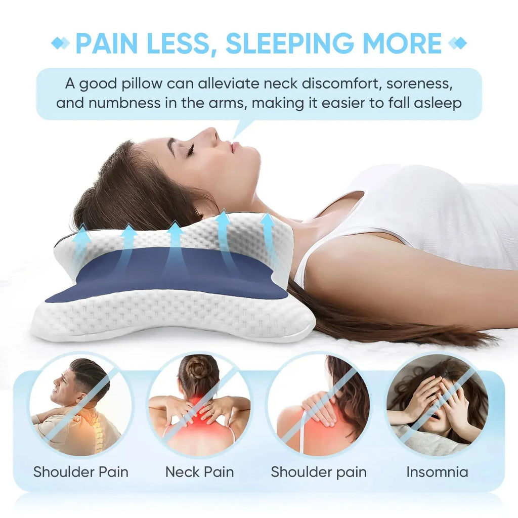 Memory Foam Pillow Cervical Pillow Neck Pain Relief Contour Ergonomic Orthopedic Neck Support for Side Back Stomach Sleeper Gift - Velvet Haven