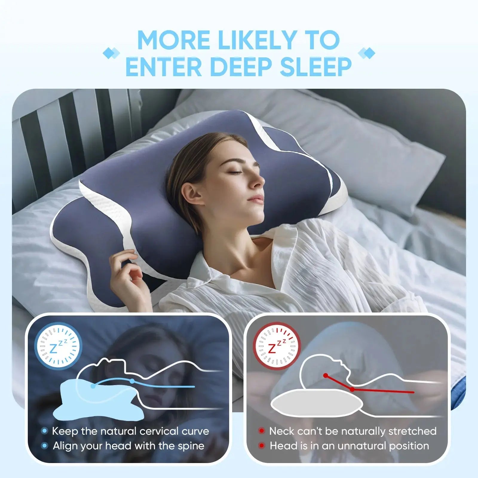 Memory Foam Pillow Cervical Pillow Neck Pain Relief Contour Ergonomic Orthopedic Neck Support for Side Back Stomach Sleeper Gift - Velvet Haven