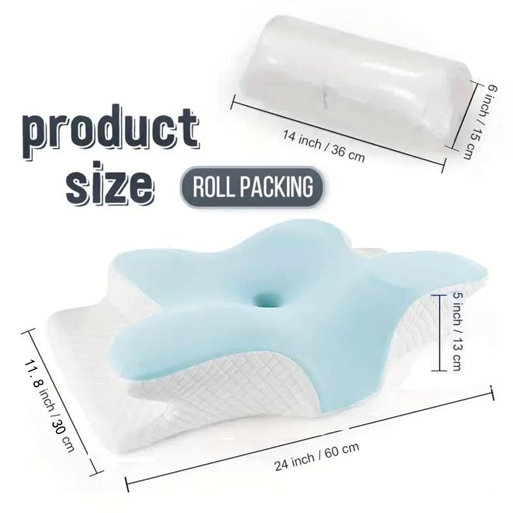 Memory foam butterfly cervical pillow for ergonomic neck support while sleeping