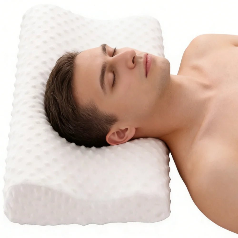 Memory Foam Sleeping Pillow Adjustable Side Sleeping Pillow Relieve Neck and Shoulder Pain Orthopedic Curve Neck Support - Velvet Haven