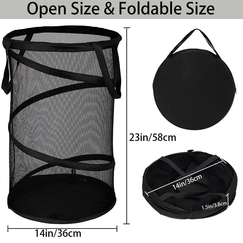 Mesh Popup Laundry Hamper Collapsible Laundry Basket Extra Large Capacity Foldable Clothing Storage Basket with Handles - Velvet Haven