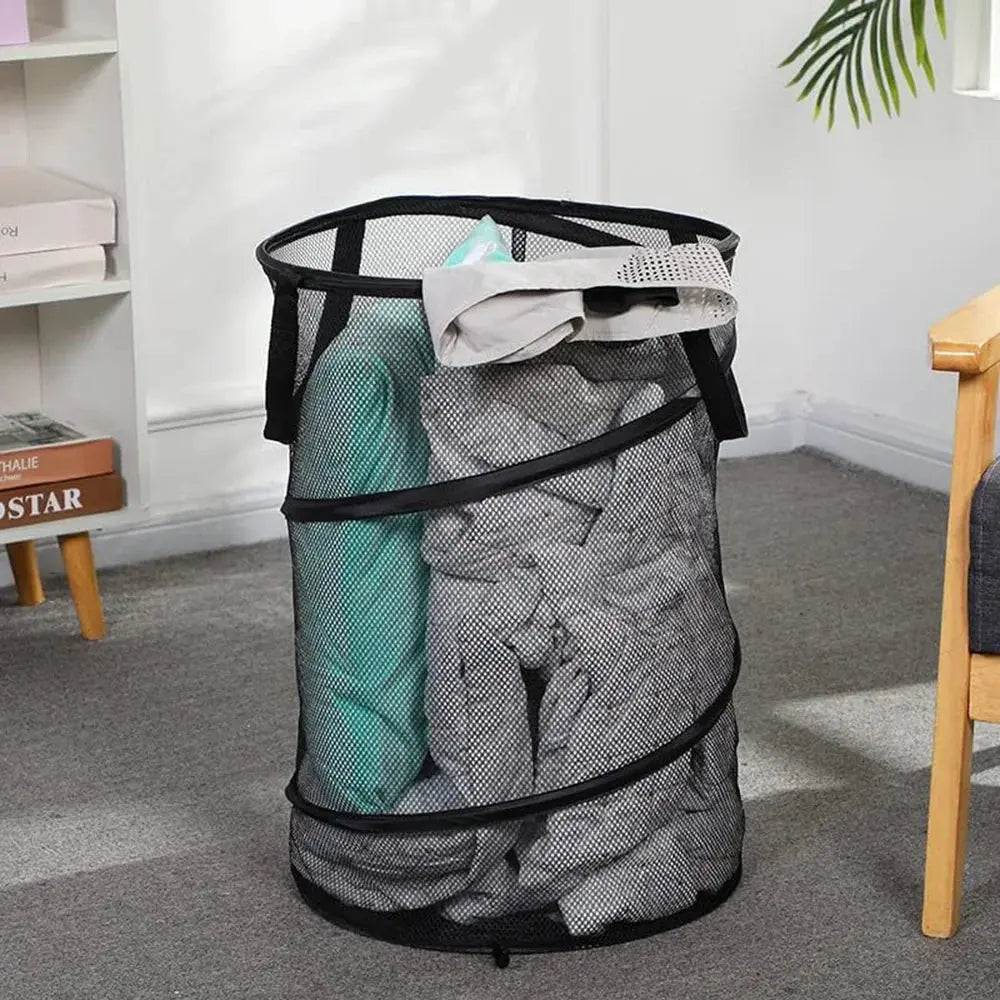 Mesh Popup Laundry Hamper Collapsible Laundry Basket Extra Large Capacity Foldable Clothing Storage Basket with Handles - Velvet Haven