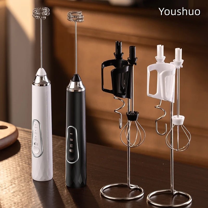 Milk Frother Wand Coffee Frother Handheld Foam Maker For Latte Rechargeable Electric Milk Frother Handheld Drink Mixer Gift Idea - Velvet Haven