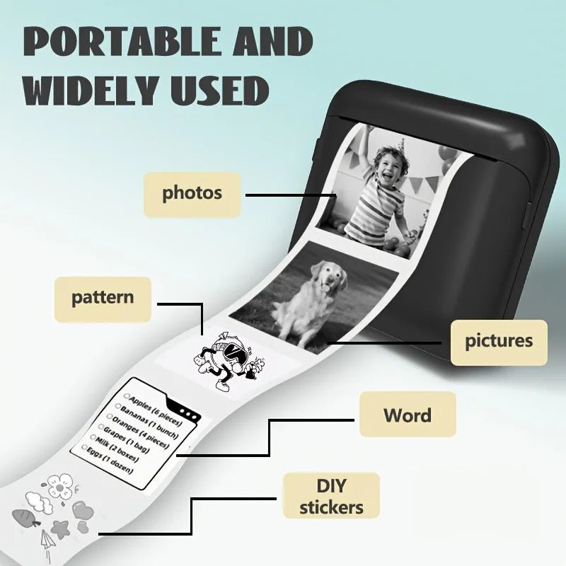 Mini Portable New Thermal Label Printer, Wireless Bluetooth, Inkless Printing for Labels, Mistakes, Photos, Work Life Study - Velvet Haven