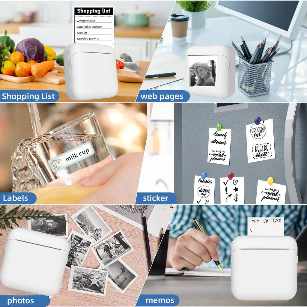 Mini Portable New Thermal Label Printer, Wireless Bluetooth, Inkless Printing for Labels, Mistakes, Photos, Work Life Study - Velvet Haven