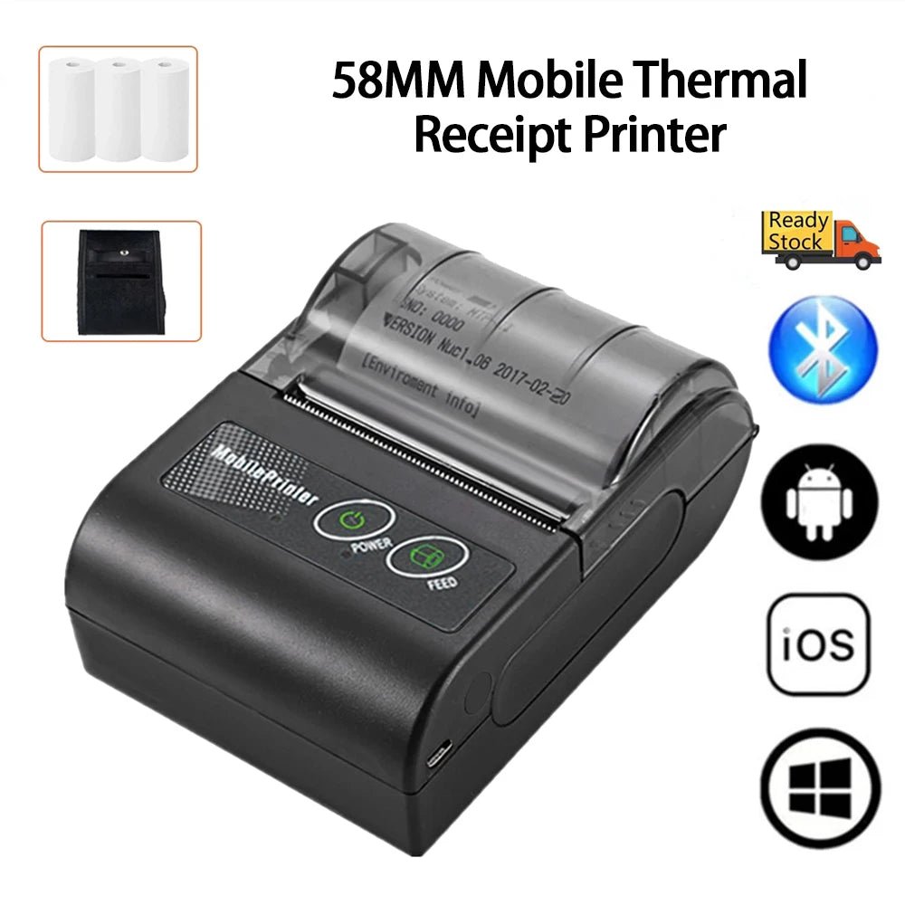 Mini Portable Printer Thermal Wireless Receipt 58mm Bluetooth Mobile Printer Machine For Small Business Printers For Computers - Velvet Haven