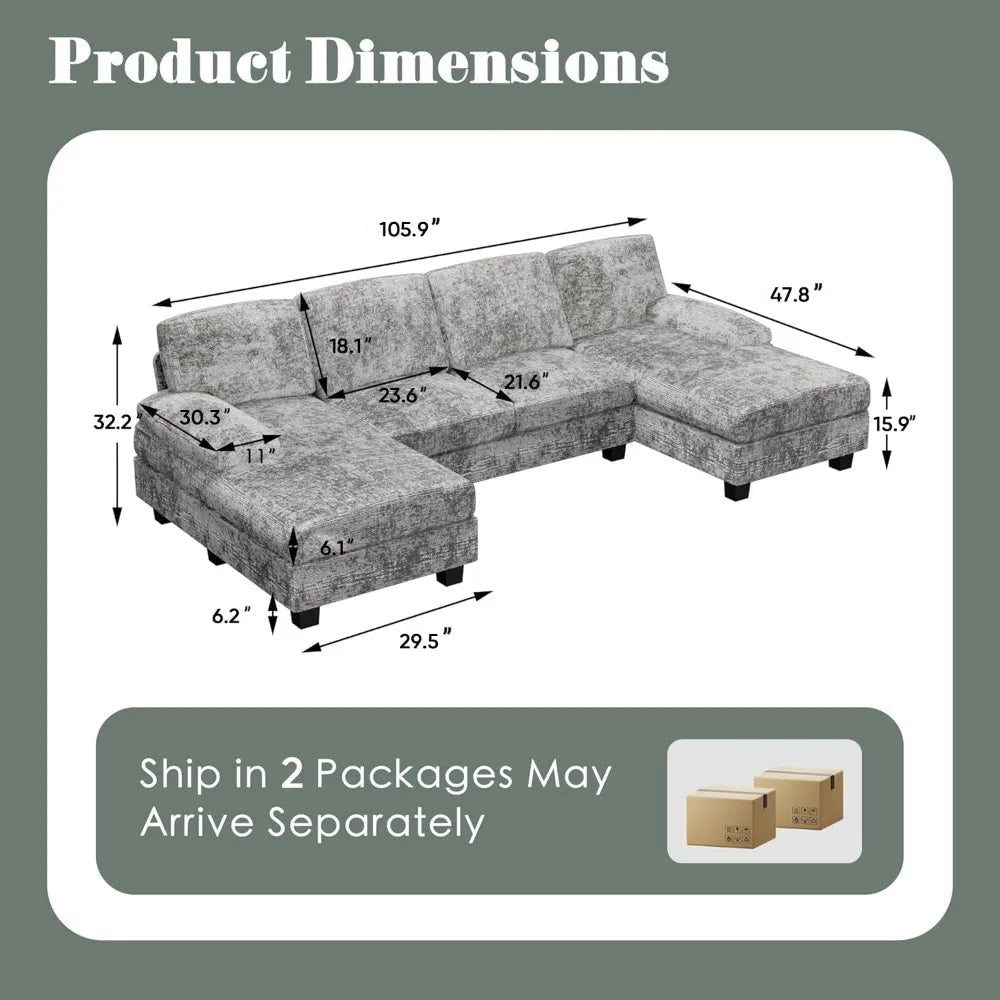 Modern 4-Seat Convertible Sectional Sofa - Velvet Haven