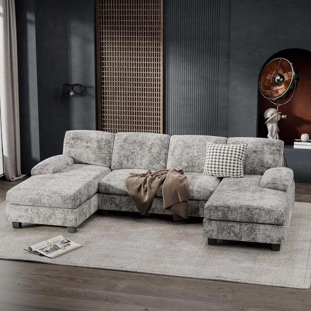 Modern 4-Seat Convertible Sectional Sofa - Velvet Haven