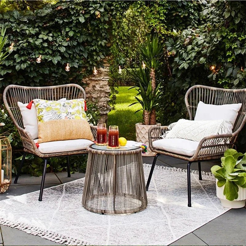 Modern Iron Outdoor Patio Table and Chairs Set - Velvet Haven