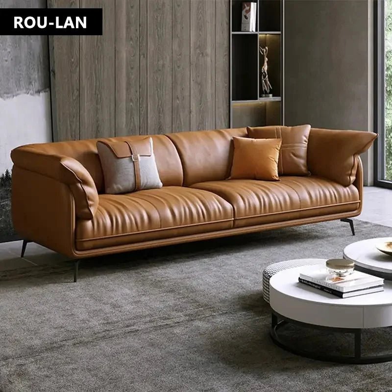 Modern L-Shaped Synthetic Leather Sectional Sofa with Metal Frame - Velvet Haven