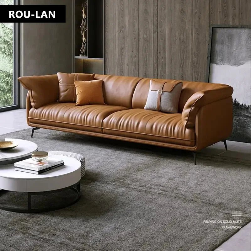 Modern L-Shaped Synthetic Leather Sectional Sofa with Metal Frame - Velvet Haven