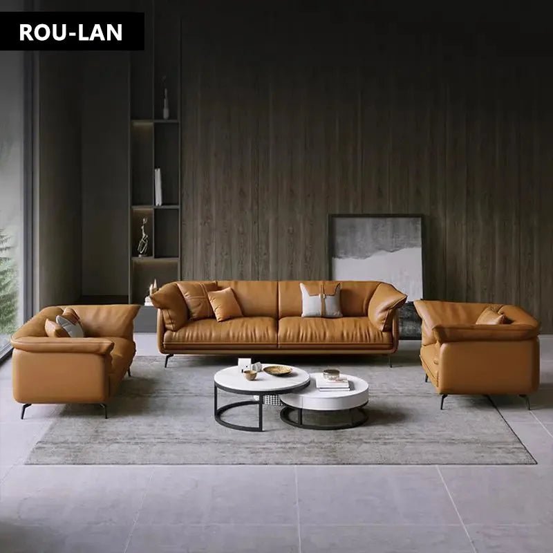 Modern L-Shaped Synthetic Leather Sectional Sofa with Metal Frame - Velvet Haven