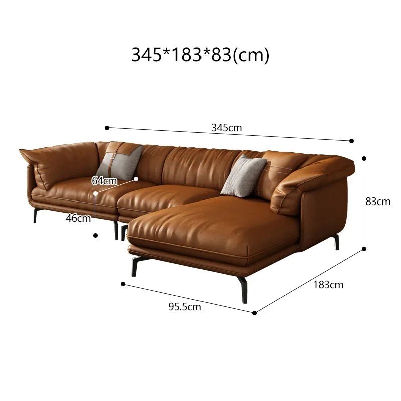 Modern L-Shaped Synthetic Leather Sectional Sofa with Metal Frame - Velvet Haven