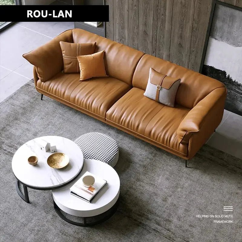 Modern L-Shaped Synthetic Leather Sectional Sofa with Metal Frame - Velvet Haven