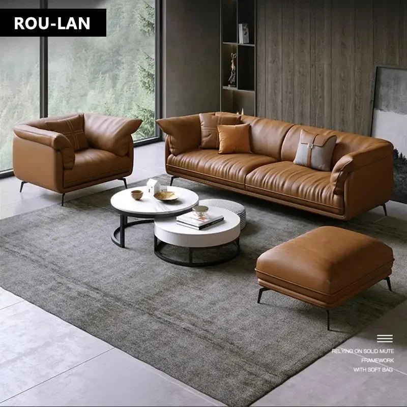 Modern L-Shaped Synthetic Leather Sectional Sofa with Metal Frame - Velvet Haven