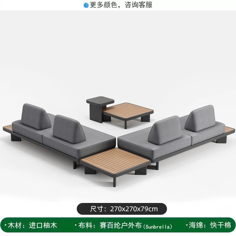 Modern Outdoor Garden Sofa Set with Wood Frame - Velvet Haven