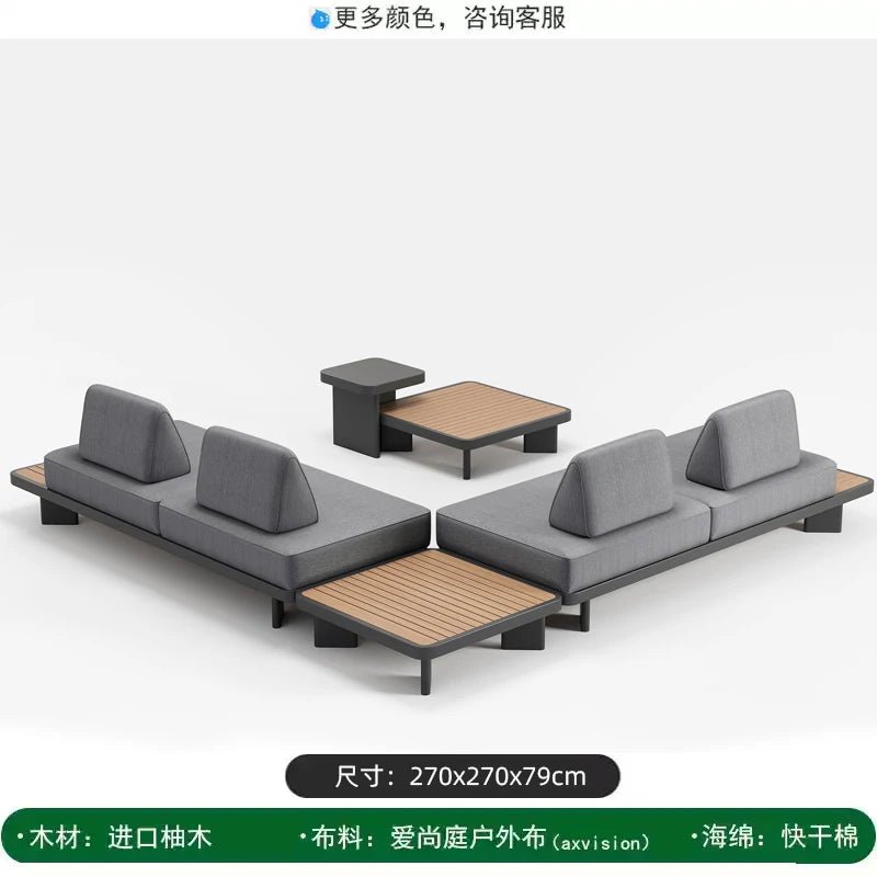 Modern Outdoor Garden Sofa Set with Wood Frame - Velvet Haven