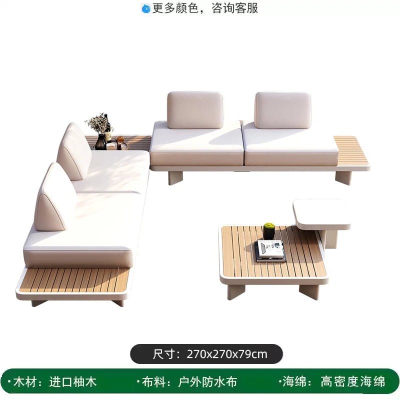 Modern Outdoor Garden Sofa Set with Wood Frame - Velvet Haven
