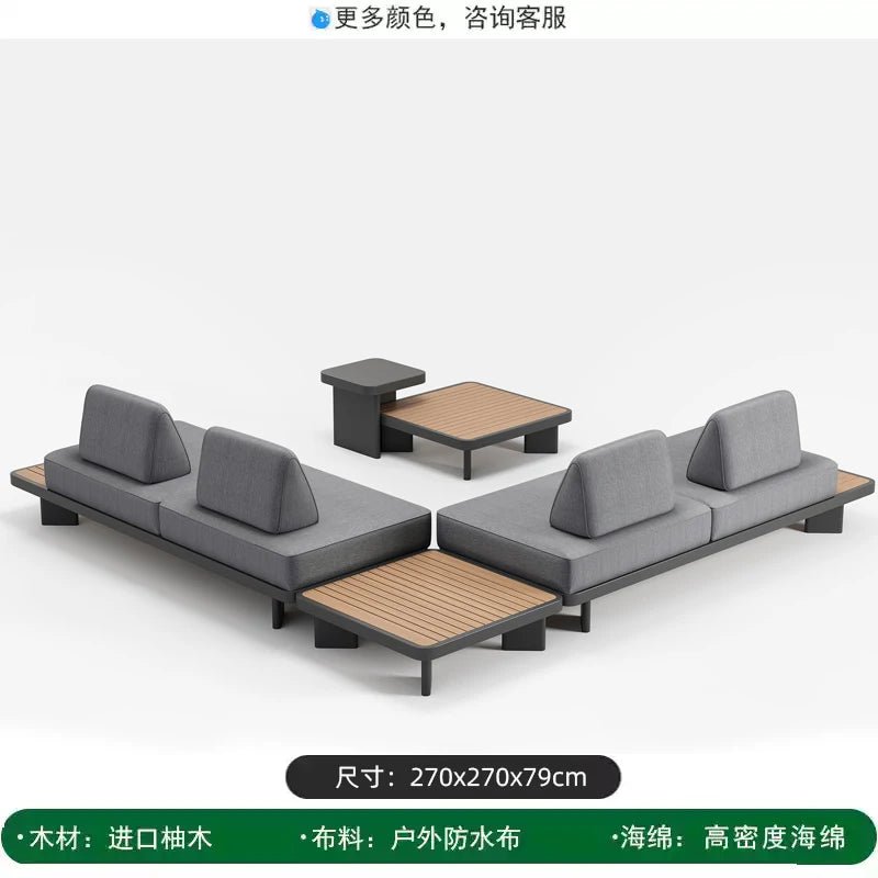 Modern Outdoor Garden Sofa Set with Wood Frame - Velvet Haven