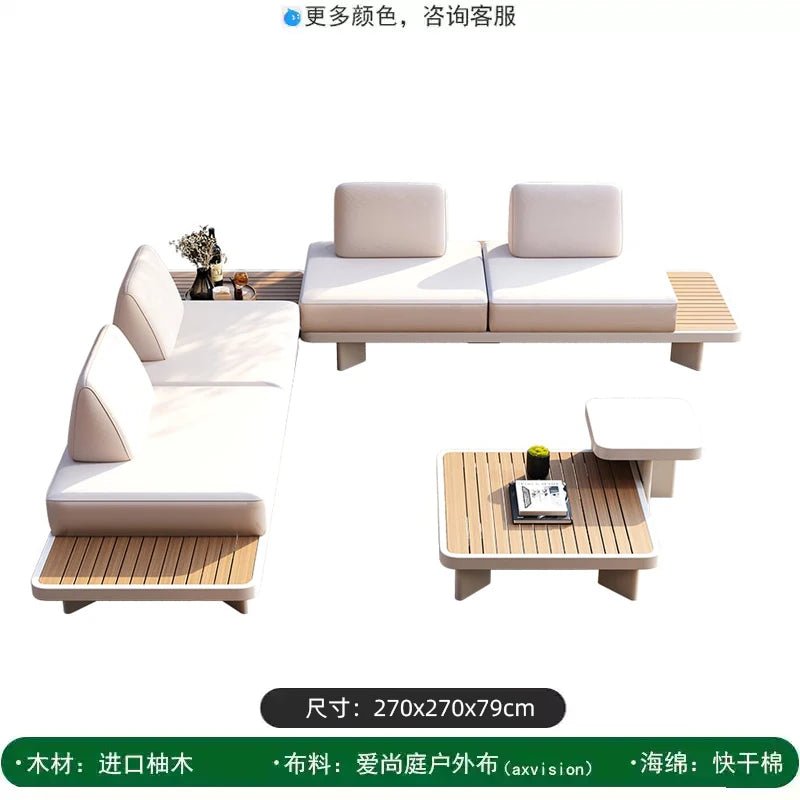Modern Outdoor Garden Sofa Set with Wood Frame - Velvet Haven