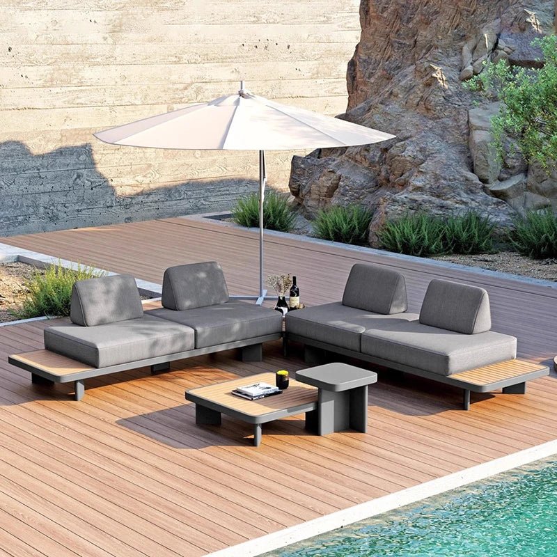 Modern Outdoor Garden Sofa Set with Wood Frame - Velvet Haven